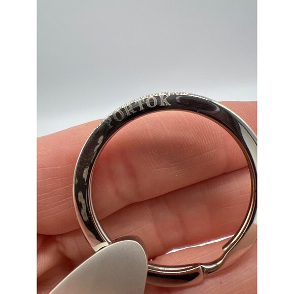 Sleek York Metal Keychain White Red Accent Professional Accessory - Picture 3 of 3